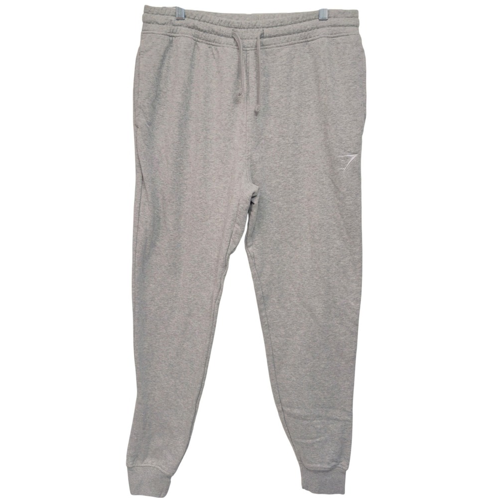 266 | Gymshark Mens Large Slim Tapered Fleece Crest Joggers Sweatpants Grey Marl